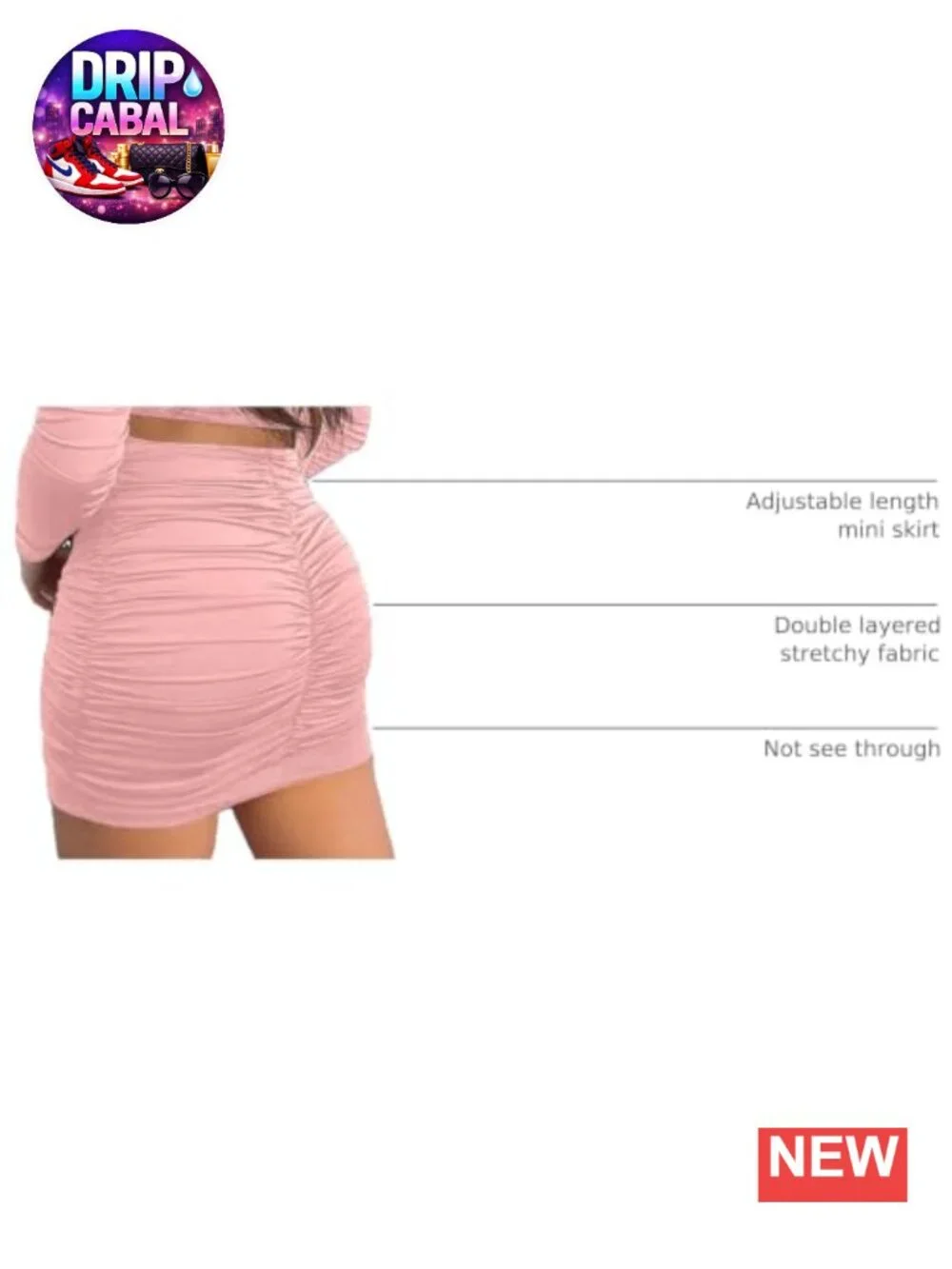 High Waist Bodycon Mini Skirt Ruched Stretchy Slim Fit